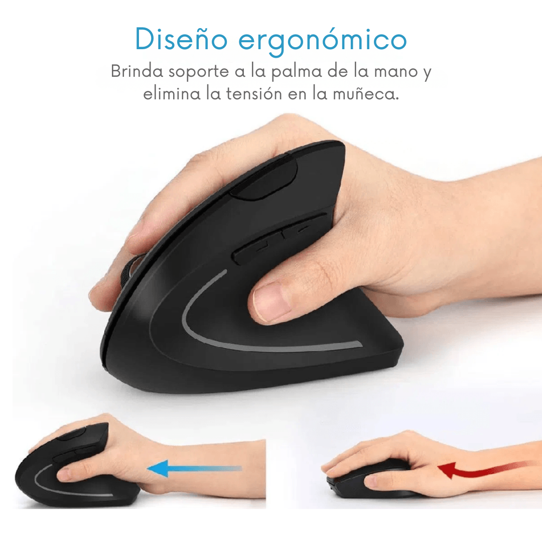 Mouse Inalámbrico Ergonómico – USB, Diseño Antifatiga para Laptop y PC