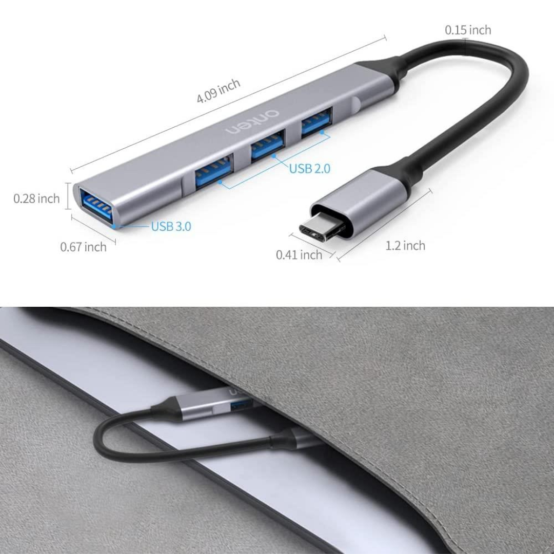 Hub USB Tipo C con 4 Puertos – Expansor para Laptop, Tablet y Celular