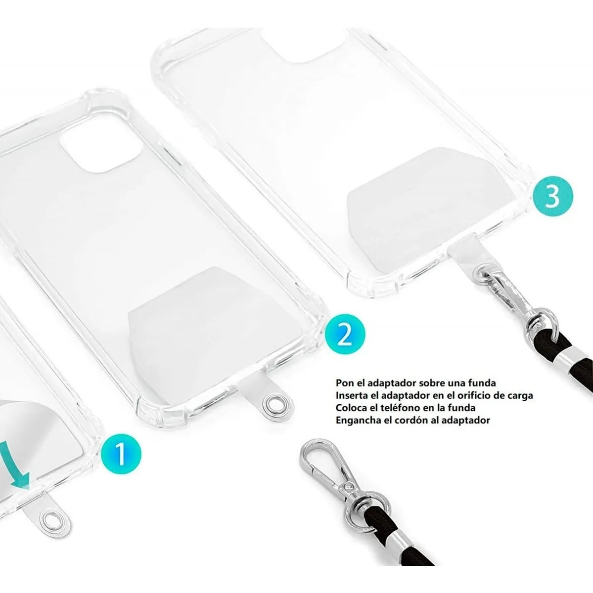 Strap Porta Celular Universal – Correa Negra con Cordón Ajustable