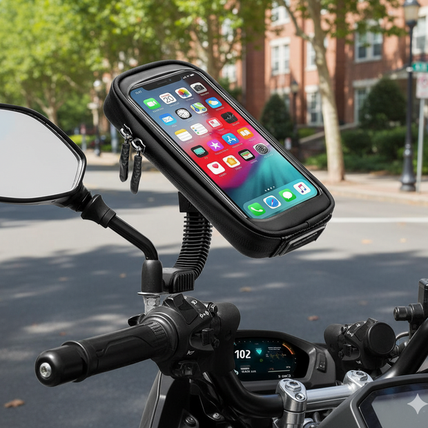 Holder para Motocicleta – Soporte Ajustable para Celular en Retrovisor