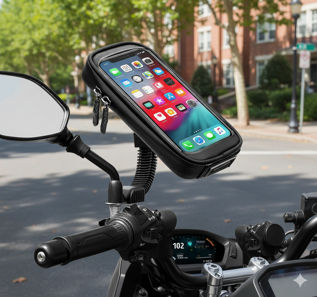 Holder para Motocicleta – Soporte Ajustable para Celular en Retrovisor