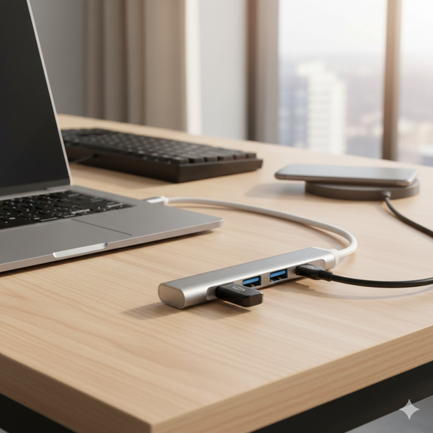 Hub USB Tipo C con 4 Puertos – Expansor para Laptop, Tablet y Celular