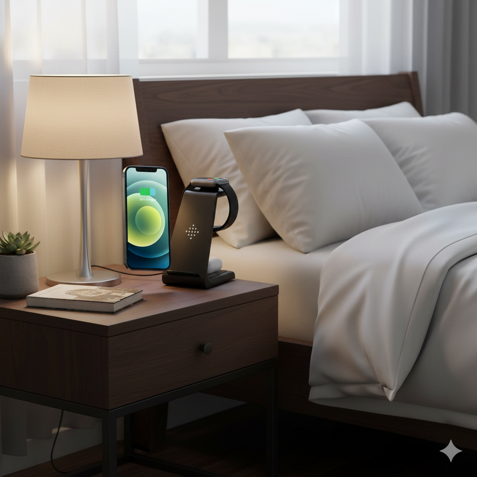 Base de Carga 3 en 1 Inalámbrica 15W para iPhone, Apple Watch y AirPods