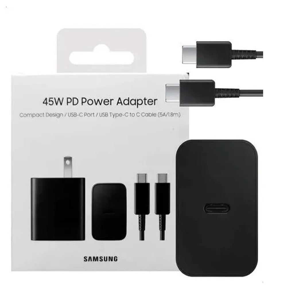 Cargador Samsung 45W con Cable Doble Tipo C – Carga Rápida y Completa