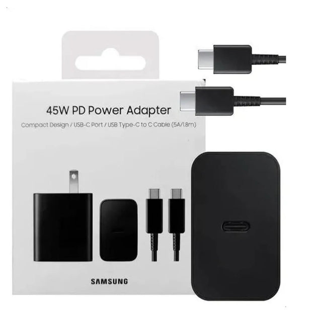 Cargador Samsung 45W con Cable Doble Tipo C – Carga Rápida y Completa