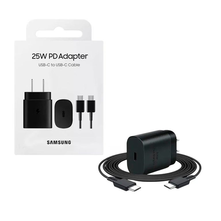 Cargador Samsung 25W con Cable Doble Tipo C – Carga Rápida y Completa